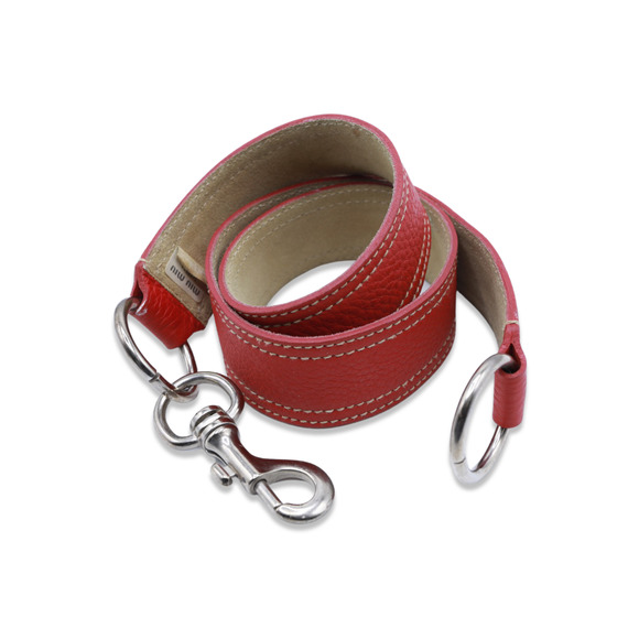 Miu Miu Women's Red Leather Belt with Silver Hardware - Used